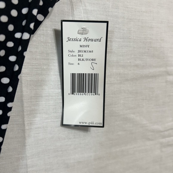 Jessica Howard Womens‎ Black Polka Dots A Line Dress Sleeveless Back Zip Size 6 - Picture 4 of 7